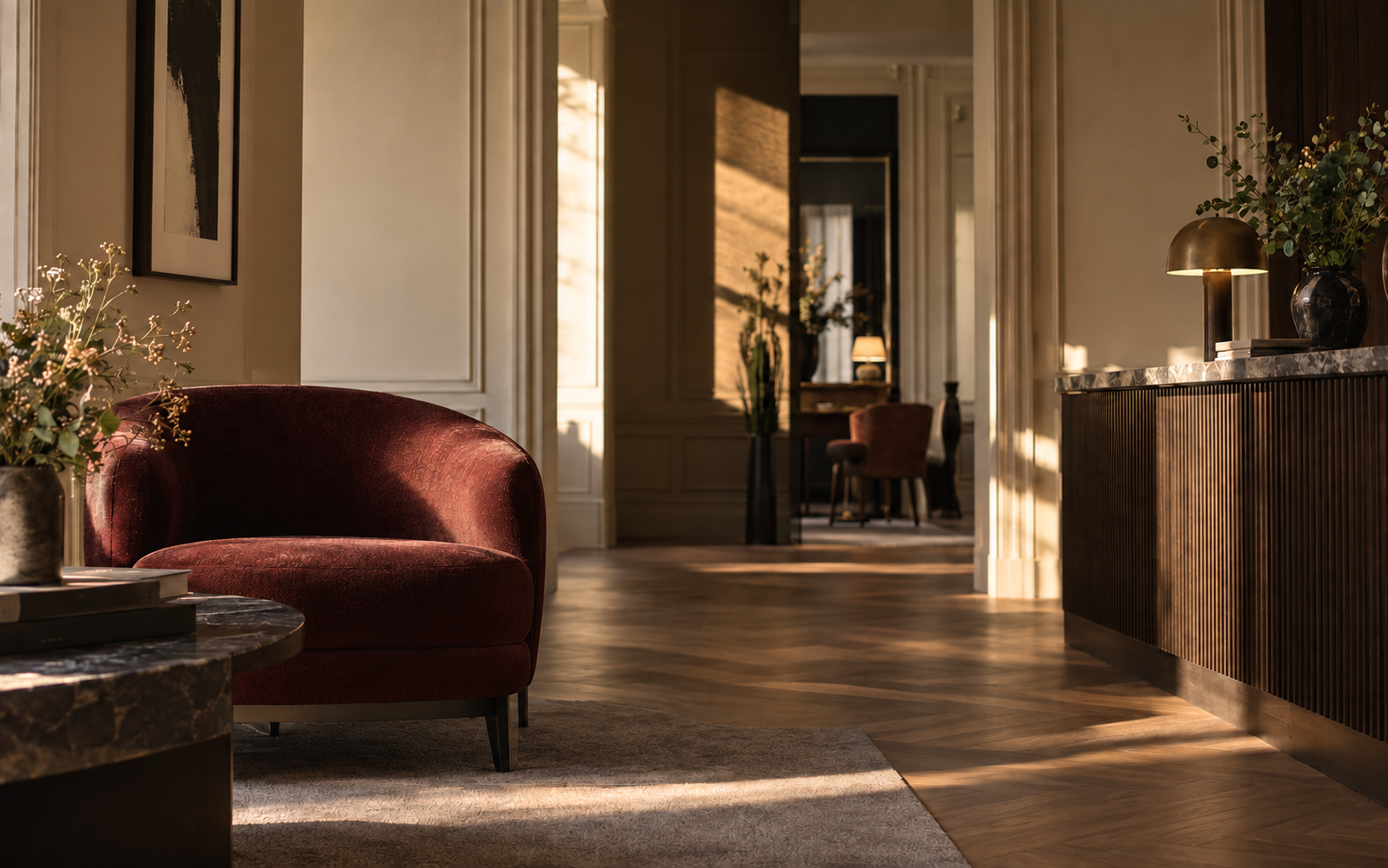 Visuel d’ambiance conceptuel du hall du Lorient Hôtel à Rennes, non contractuel